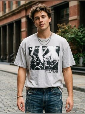 Streetwear Society The Young Generation Live Music NY Graphic Tee Gray Large